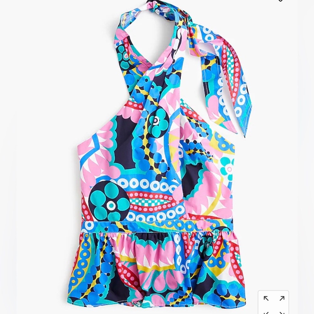 JCrew peplum halter top! Gorgeous pattern, XS!